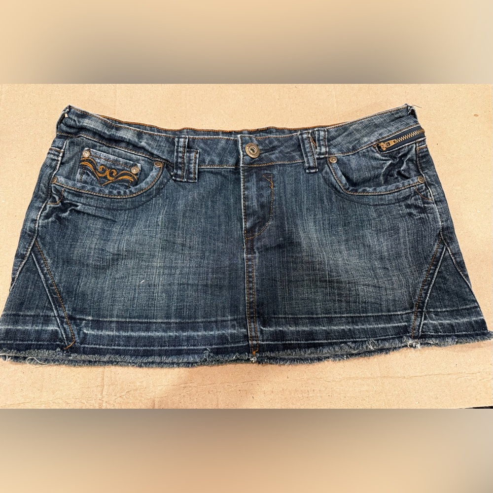 Blue Asphalt Dark Wash Mini Skirt